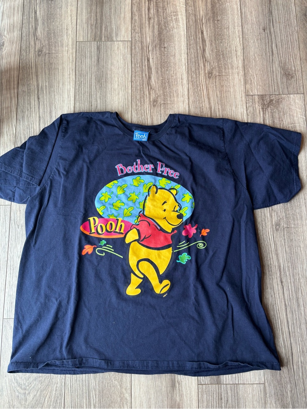 Vintage Pooh Bother Free Navy Short Sleeve Tee - Disney Pooh Graphic